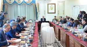 A delegation of leading businessmen of Pakistan meets with Prime Minister Muhammad Shehbaz Sharif.