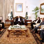 President Asif Ali Zardari in a meeting with Ambassador-designate of Pakistan to China Dr. Syed Ali Asad Gilani at Aiwan-e-Sadr