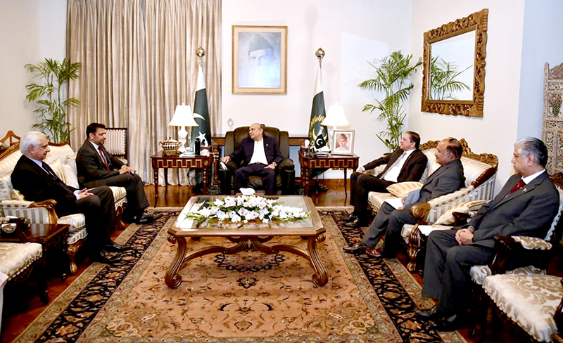 President Asif Ali Zardari in a meeting with Ambassador-designate of Pakistan to China Dr. Syed Ali Asad Gilani at Aiwan-e-Sadr