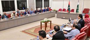 Speaker National Assembly Sardar Ayaz Sadiq in a meeting with Maldives Parliamentary Delegation led by Speaker of the People's Majlis of Maldives Mr. Abdul Raheem Abdulla at Parliament House