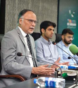 Federal Minister for Planning, Development and Special Initiatives Ahsan Iqbal addressing the inaugural ceremony of the Youth Ideation Lab