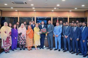 Parliamentary Secretary for Information & Broadcasting, Barrister Danyal Chaudhry in a group photo with Maldives Parliamentary delegation, and members of the Parliamentary Caucus on Child Rights (PCCR) at Parliament House
