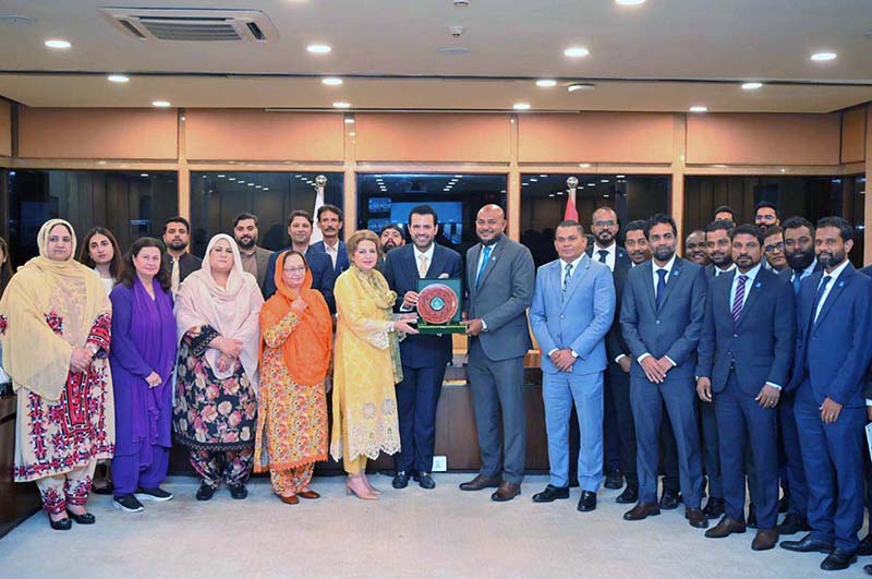 Parliamentary Secretary for Information & Broadcasting, Barrister Danyal Chaudhry in a group photo with Maldives Parliamentary delegation, and members of the Parliamentary Caucus on Child Rights (PCCR) at Parliament House