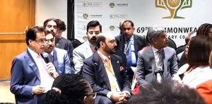 Speaker National Assembly Sardar Ayaz Sadiq addressing the participants of Workshop on "Parliamentary Leadership in Promoting Climate Adaptation and Resilience" during the 69th Commonwealth Parliamentary Conference