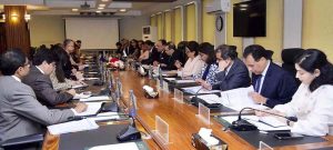 Federal Minister for Finance and Revenue, Senator Muhammad Aurangzeb, meeting with ADB Vice President (South, Central & West Asia), Mr. Yingming Yang, along with his team, at the Finance Division today to discuss expanded cooperation on reforms, access to finance for SMEs, private-sector development and export-led growth.