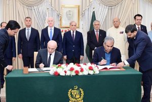 Prime Minister Muhammad Shehbaz Sharif witnesses a MoU signing ceremony between Pakistan and Lebanon on transfer of sentenced persons