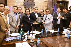 Bilal Azhar Kayani Minister of State for Finance addressing to exporters at SCCI