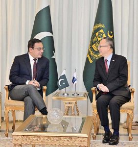 The Vice President of the Asian Development Bank (ADB), Mr. Yingming Yang, calls on Federal Minister for Economic Affairs Ahad Cheema.