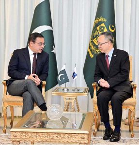 The Vice President of the Asian Development Bank (ADB), Mr. Yingming Yang, calls on Federal Minister for Economic Affairs Ahad Cheema.