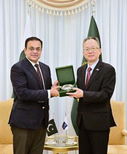 The Vice President of the Asian Development Bank (ADB), Mr. Yingming Yang, calls on Federal Minister for Economic Affairs Ahad Cheema.