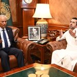 Sindh Chief Minister Sindh's Special Assistant Hussain Aslam Bhatti is offering Fateha on the death of the father-in-law of Sindh Governor Syed Muhammad Nehal Hashmi at the Governor House