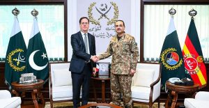 Secretary General for Defence and National Security (SGDSN) of France, Nicolas Roche, accompanied by Ambassador of France to Pakistan, Jean-Noël Poirier, call on Field Marshal Syed Asim Munir, NI (M), HJ, Chief of Army Staff & Chief of Defence Forces (COAS & CDF), at General Headquarters (GHQ)