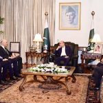 President Asif Ali Zardari in a meeting with Ahmad Al Hajjar, Minister of Interior and Municipalities of the Lebanese Republic, at Aiwan-e-Sadr