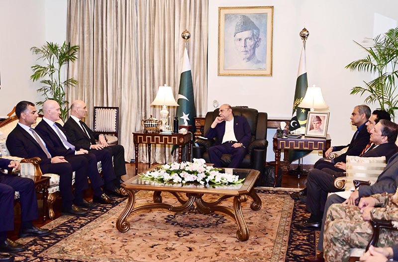 President Asif Ali Zardari in a meeting with Ahmad Al Hajjar, Minister of Interior and Municipalities of the Lebanese Republic, at Aiwan-e-Sadr