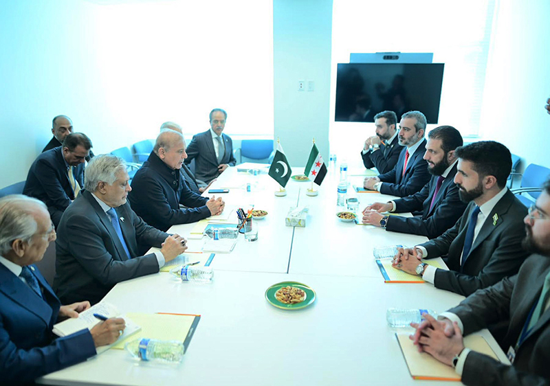 Prime Minister Muhammad Shehbaz Sharif meets President of Syrian Arab Republic, Ahmed al-Sharaa