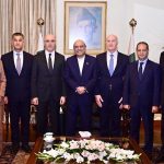 President Asif Ali Zardari in a group photograph with Ahmad Al Hajjar, Minister of Interior and Municipalities of the Lebanese Republic, at Aiwan-e-Sadr