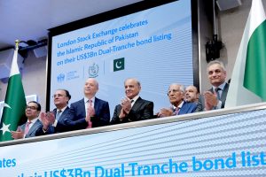 Prime Minister Muhammad Shehbaz Sharif attending the Market Open ceremony at the London Stock Exchange, which also featured the unveiling ceremony for Pakistan's $3 billion dual-tranche bonds listing