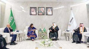 Federal Minister for IT and Telecommunication Shaza Fatima Khawaja held a meeting with President of Saudi Data and Artificial Intelligence Authority (SDAIA), Abdullah bin Sharaf Alghamdi on the sidelines of LEAP.
