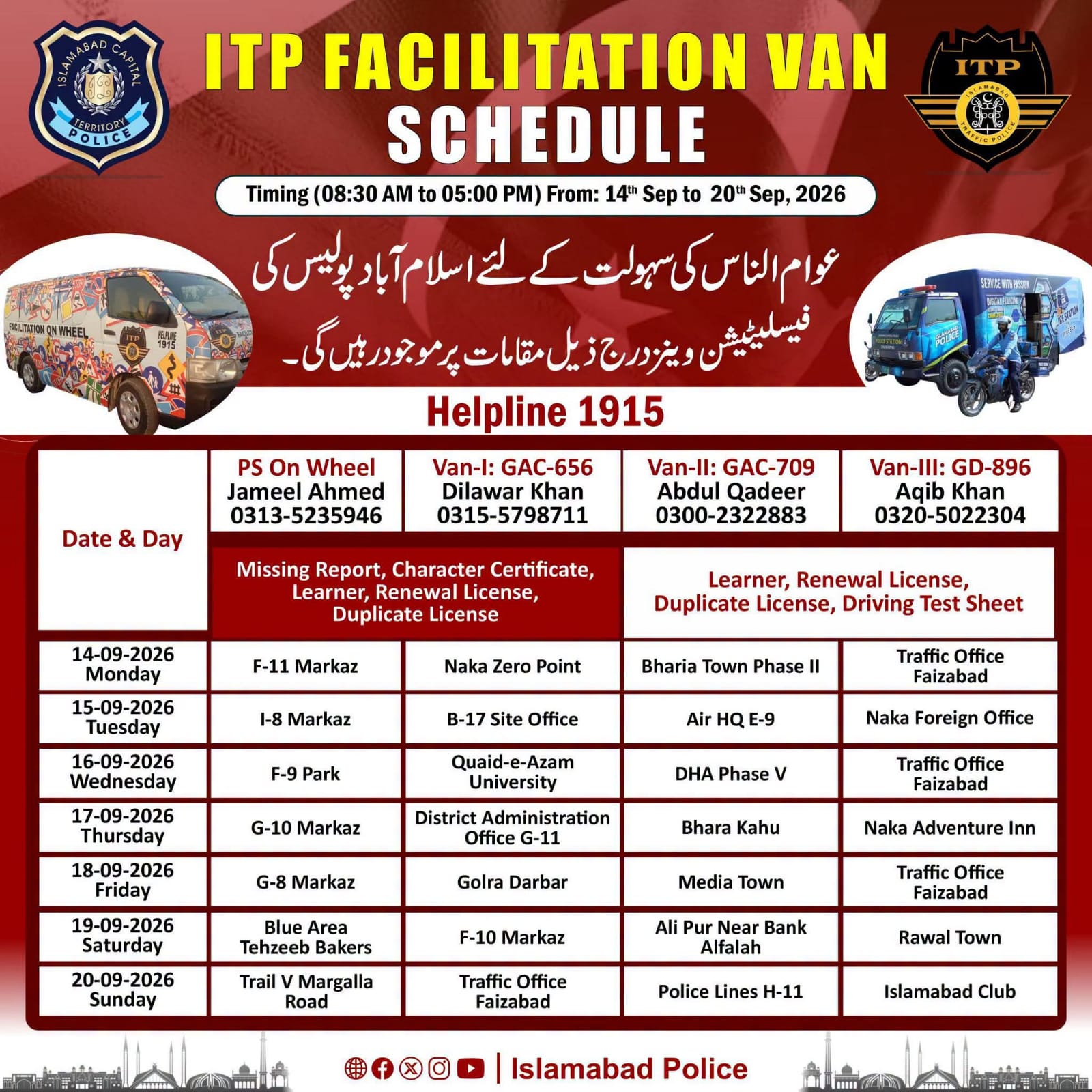 ITP facilitation vans