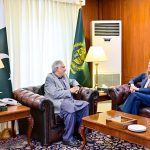 Deputy Prime Minister/Foreign Minister Senator Muhammad Ishaq Dar meeting the British High Commissioner Jane Marriott at the Ministry of Foreign Affairs