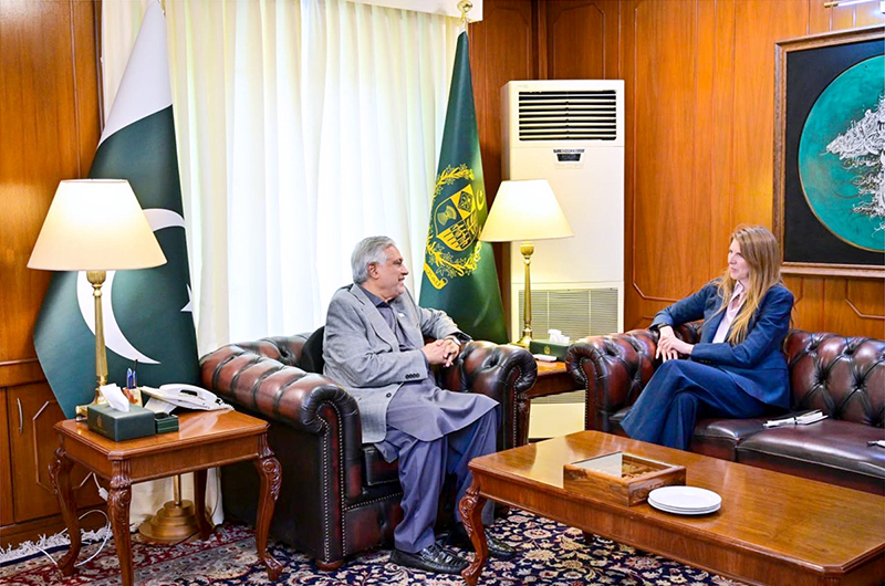Deputy Prime Minister/Foreign Minister Senator Muhammad Ishaq Dar meeting the British High Commissioner Jane Marriott at the Ministry of Foreign Affairs