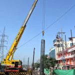 Labourers are busy with their work on the rehabilitation and widening of the Service Road (East) along the Islamabad Expressway, stretching 8.5 to 9 kilometers from Faizabad Interchange to Gulberg Greens