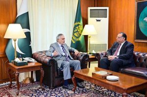Mr. Salman Sharif, Ambassador-designate of Pakistan to Germany, called on the Deputy Prime Minister/Foreign Minister Senator Mohammad Ishaq Dar at the Ministry of Foreign Affairs.