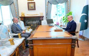 Prime Minister Muhammad Shehbaz Sharif meets Lieutenant General (Retd) Nauman Mahmood, the first Secretary General of the Mecca Defence Alliance.