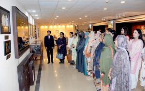Students from the International Islamic University visit the Senate Museum at Parliament House.