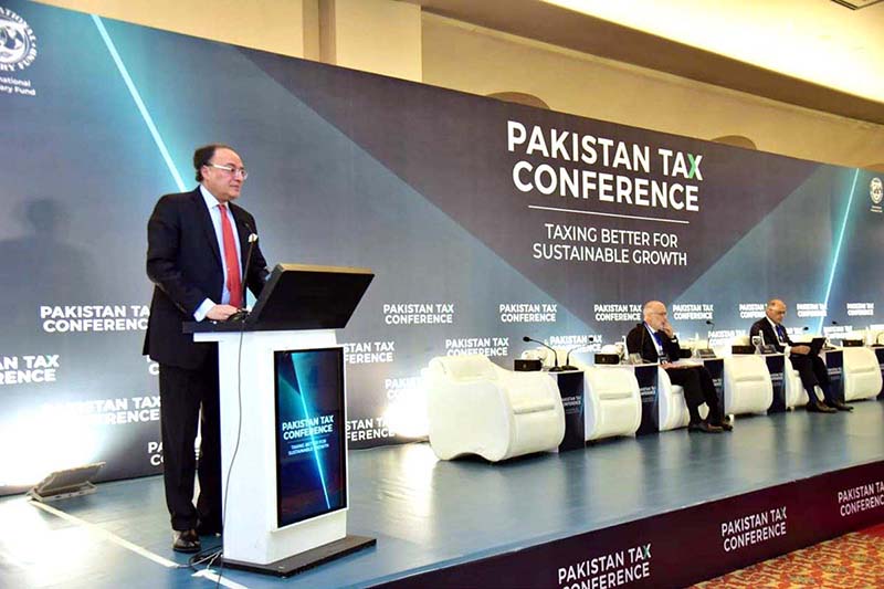 Federal Minister for Finance and Revenue, Senator Muhammad Aurangzeb, delivering opening remarks at the high-level workshop on "Reforms for a Modern and Growth-Friendly Tax System in Pakistan," organised by the Ministry of Finance and Revenue in collaboration with the IMF