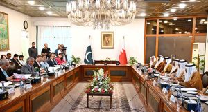 Deputy Prime Minister/Foreign Minister Senator Mohammad Ishaq Dar and Minister of Foreign Affairs of the Kingdom of Bahrain H.E. Dr. Abdullatif Bin Rashid Al-Zayani co-chaired the 3rd Pakistan-Bahrain Bilateral Joint Ministerial Commission (JMC) meeting at the Ministry of Foreign Affairs.