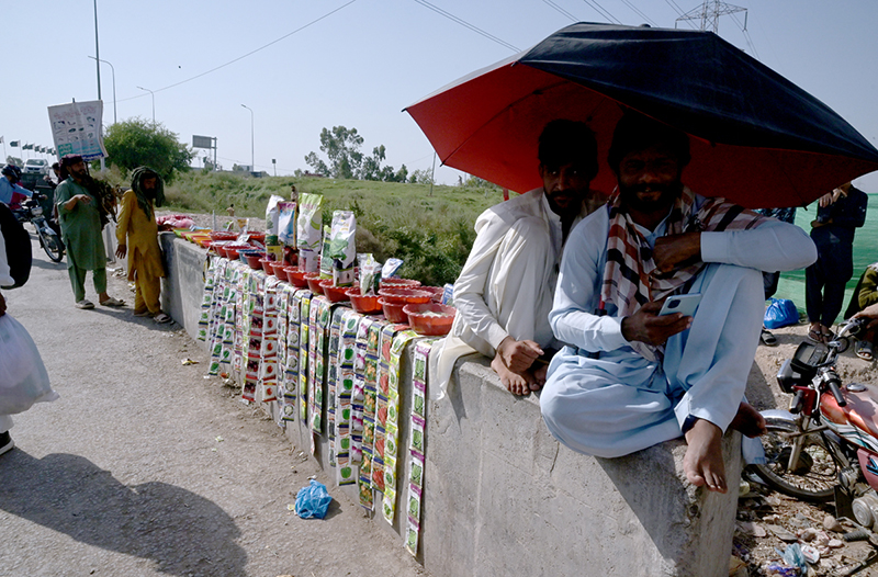 A man sells vegetable and flower seeds along the roadside at Khanna Pul