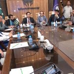 Provincial Minister for Energy, Sports, and Youth Affairs, Faisal Ayub Khokhar, and President of the Chamber of Commerce, Khawar Hussain Sapal, are addressing the business and sports communities