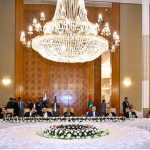 President Asif Ali Zardari, along with President Mohamed Muizzu of the Maldives, Prime Minister Muhammad Shehbaz Sharif, Field Marshal Syed Asim Munir, COAS & Chief of Defence Forces, Chairman Senate Syed Yousuf Raza Gilani, Speaker National Assembly Sardar Ayaz Sadiq, Admiral Naveed Ashraf, Chief of the Naval Staff, and General Syed Aamer Raza, Commander National Strategic Command, at the State Banquet hosted by the President in honour of the visiting President and his delegation at Aiwan-e-Sadr