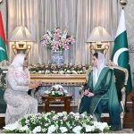 First Lady Bibi Asifa Bhutto Zardari MNA in a meeting with First Lady of the Republic of Maldives Madam Sajidha Mohamed at Aiwan-e-Sadr