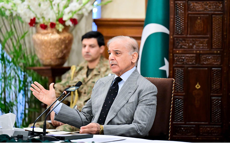 Prime Minister Muhammad Shehbaz Sharif addresses the meeting of Federal Apex Committee under the National Action Plan