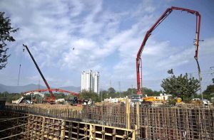 Heavy machinery being used for the construction work of Kashmir Chowk underpass during development work in Federal Capital.