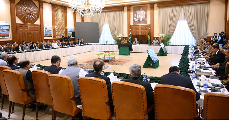 Prime Minister Muhammad Shehbaz Sharif addresses the meeting of Federal Apex Committee under the National Action Plan