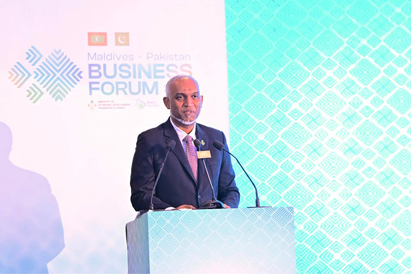 President of the Maldives Dr. Muhammad Muizzu addresses the Maldives-Pakistan Business Forum