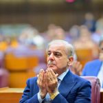 Prime Minister Muhammad Shehbaz Sharif offers fatiha for the deceased members of the parliament and security forces personnel who embraced martyrdom during the National Assembly session