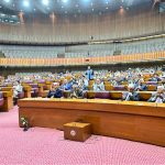 Prime Minister Muhammad Shehbaz Sharif offers fatiha for the deceased members of the parliament and security forces personnel who embraced martyrdom during the National Assembly session