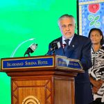 Deputy Prime Minister/Foreign Minister Senator Mohammad Ishaq Dar delivering the keynote address at a ceremony to mark United Nations Day and the 81st anniversary of the UN Charter’s entry into force