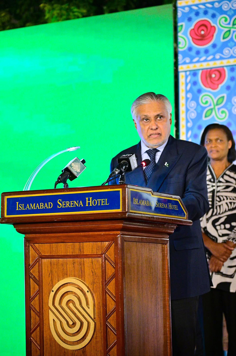 Deputy Prime Minister/Foreign Minister Senator Mohammad Ishaq Dar delivering the keynote address at a ceremony to mark United Nations Day and the 81st anniversary of the UN Charter’s entry into force