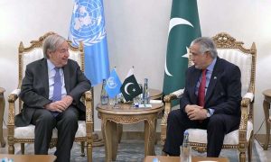 Deputy Prime Minister/Foreign Minister Senator Muhammad Ishaq Dar meets UN Secretary-General António Guterres at the Ministry of Foreign Affairs.