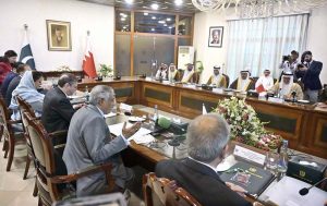 Deputy Prime Minister/Foreign Minister Senator Mohammad Ishaq Dar and Minister of Foreign Affairs of the Kingdom of Bahrain H.E. Dr. Abdullatif Bin Rashid Al-Zayani co-chaired the 3rd Pakistan-Bahrain Bilateral Joint Ministerial Commission (JMC) meeting at the Ministry of Foreign Affairs.