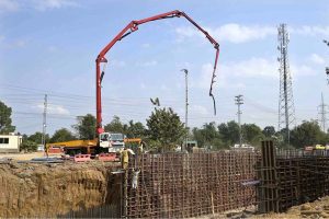Heavy machinery being used for the construction work of Kashmir Chowk underpass during development work in Federal Capital.