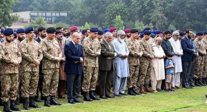 Namaz-e-Janaza of Major Husnain Shehzad Humayun Shaheed and Captain Abdul Samad Shaheed, who embraced Shahadat on 12 October 2026 in a tragic Mushak training aircraft crash near Nawan Killi, Quetta, was offered today at Chaklala Garrison
