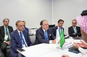 Federal Minister for Finance and Revenue, Senator Muhammad Aurangzeb, meeting with H.E. Sultan Abdulrahman Al-Marshad, CEO of the Saudi Fund for Development, to discuss trade, investment and development cooperation.