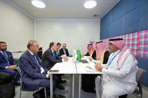 Federal Minister for Finance and Revenue, Senator Muhammad Aurangzeb, meeting with H.E. Sultan Abdulrahman Al-Marshad, CEO of the Saudi Fund for Development, to discuss trade, investment and development cooperation.