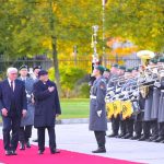 President Asif Ali Zardari inspects the Guard of Honour along with German President Frank-Walter Steinmeier during the Official Welcome Ceremony at Germany